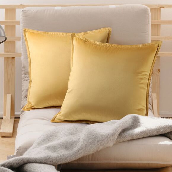 Velvet Throw Pillow Cover 2Pcs Cushion Cases 20"x20" Gold - Picture 6 of 6